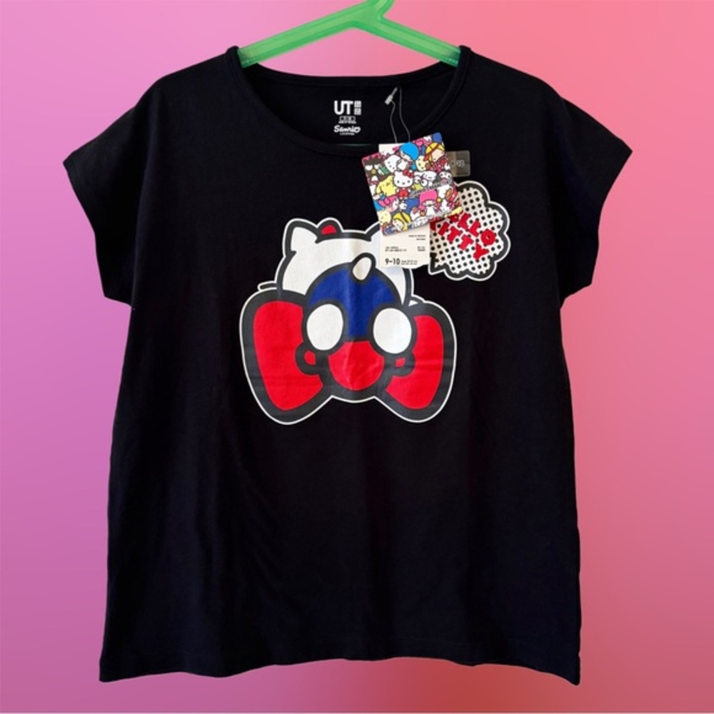 NWT Kid’s 100% Cotton Uniqlo x Sanrio Kawaii Hello Kitty Black Graphic Tee 9-10